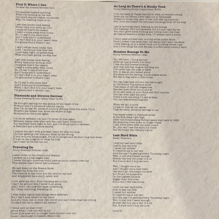 Rhinestone Requiem inner sleeve