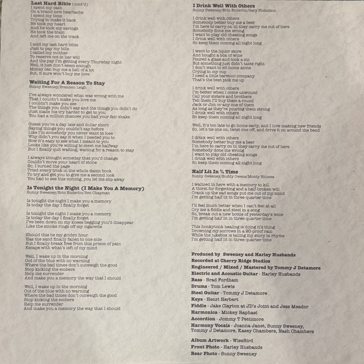 Rhinestone Requiem inner sleeve